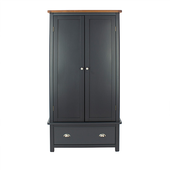 Dallon Wooden Wardrobe With 2 Doors 1 Drawer In Midnight Blue_2