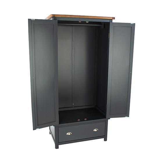 Dallon Wooden Wardrobe With 2 Doors 1 Drawer In Midnight Blue_3