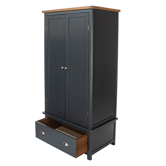 Dallon Wooden Wardrobe With 2 Doors 1 Drawer In Midnight Blue_4