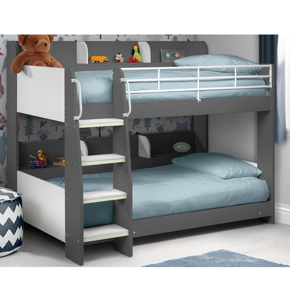 Read more about Dallyce wooden bunk bed with ladder in charcoal white