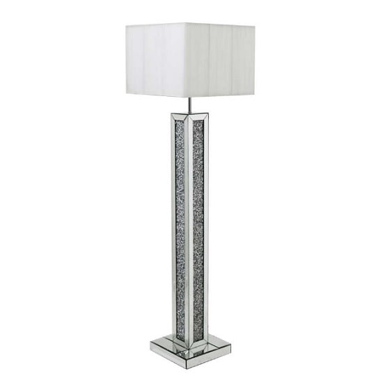 View Dalphine floor lamp in cream shade with mirrored panel