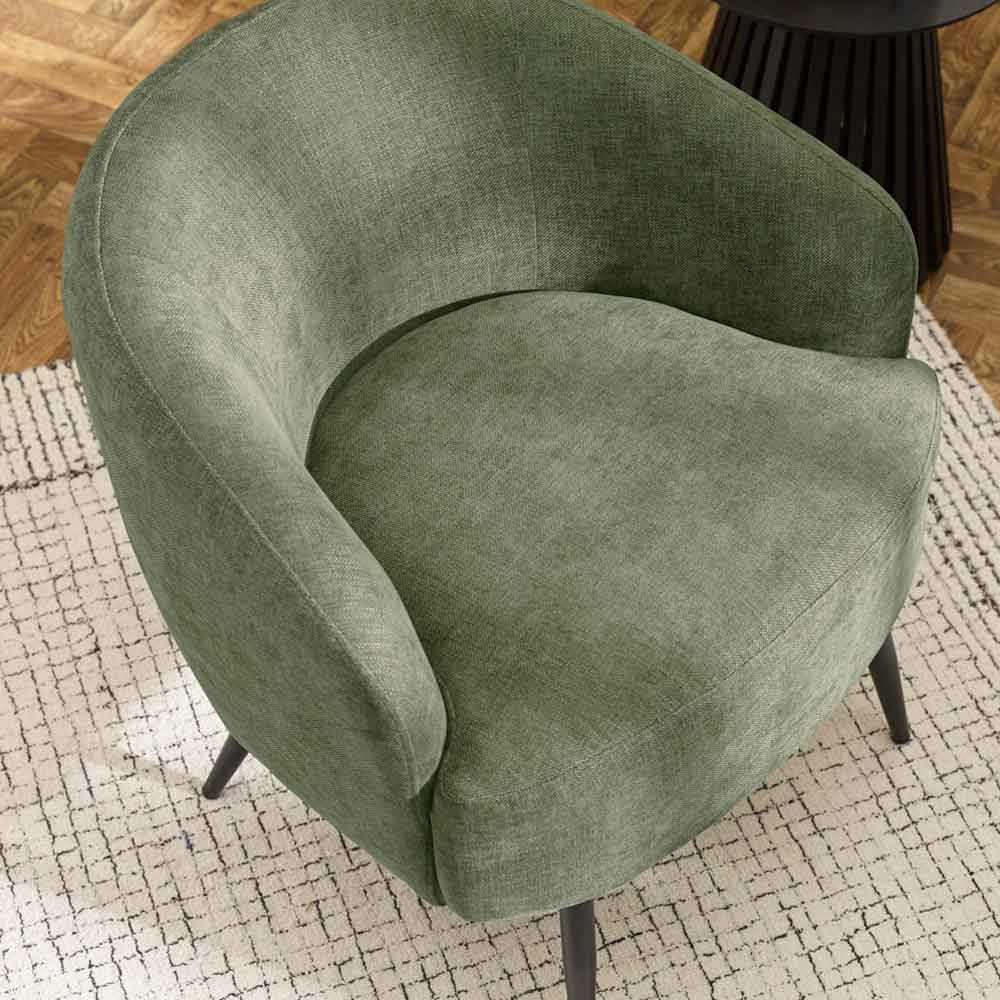 Dalrex Fabric Bedroom Chair with Black Legs in Olive Green