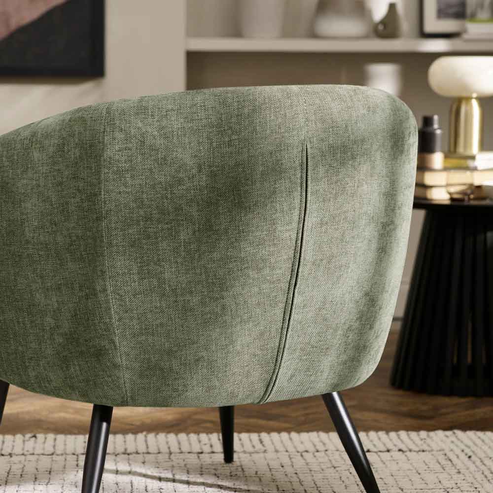 Dalrex Fabric Bedroom Chair with Black Legs in Olive Green
