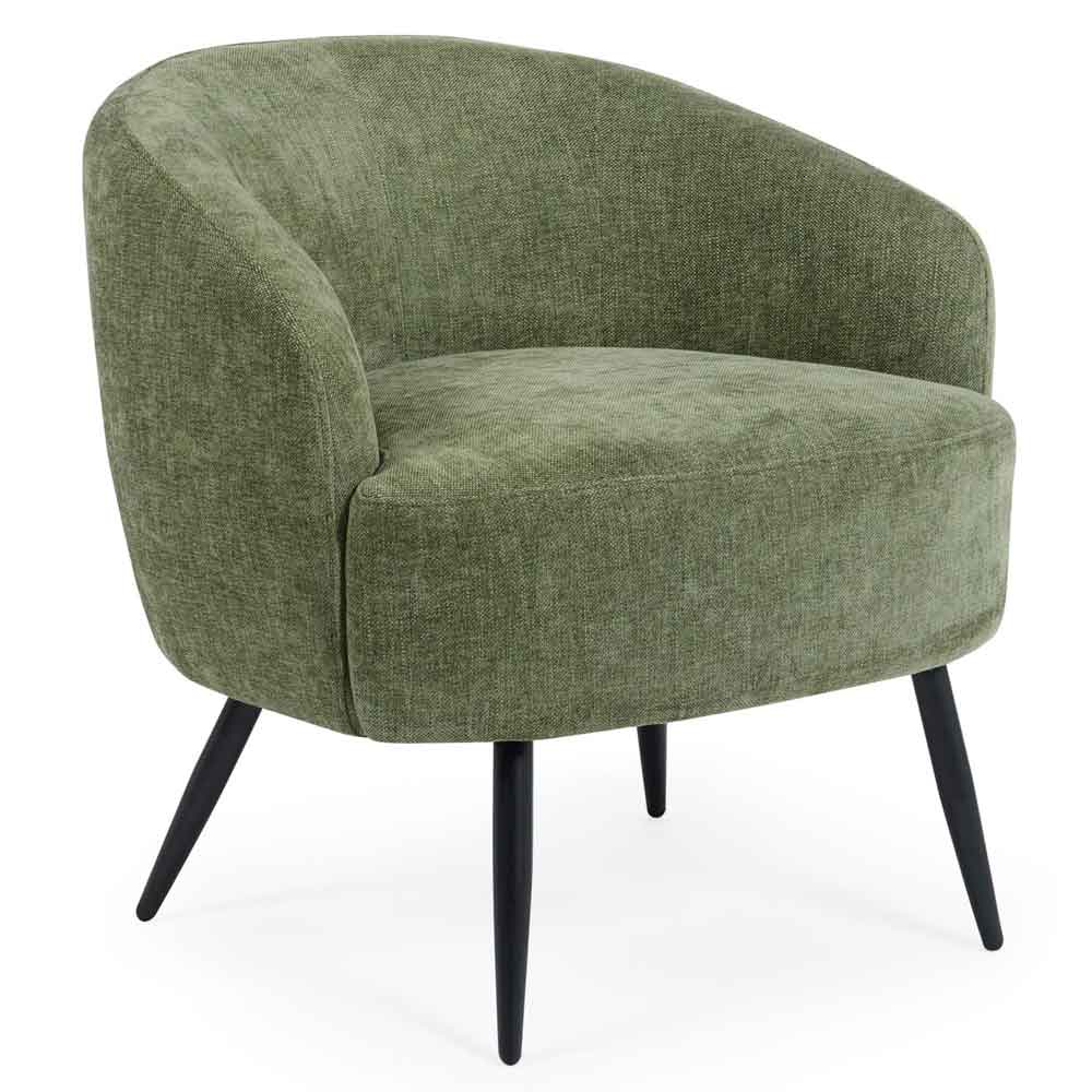 Dalrex Fabric Bedroom Chair with Black Legs in Olive Green