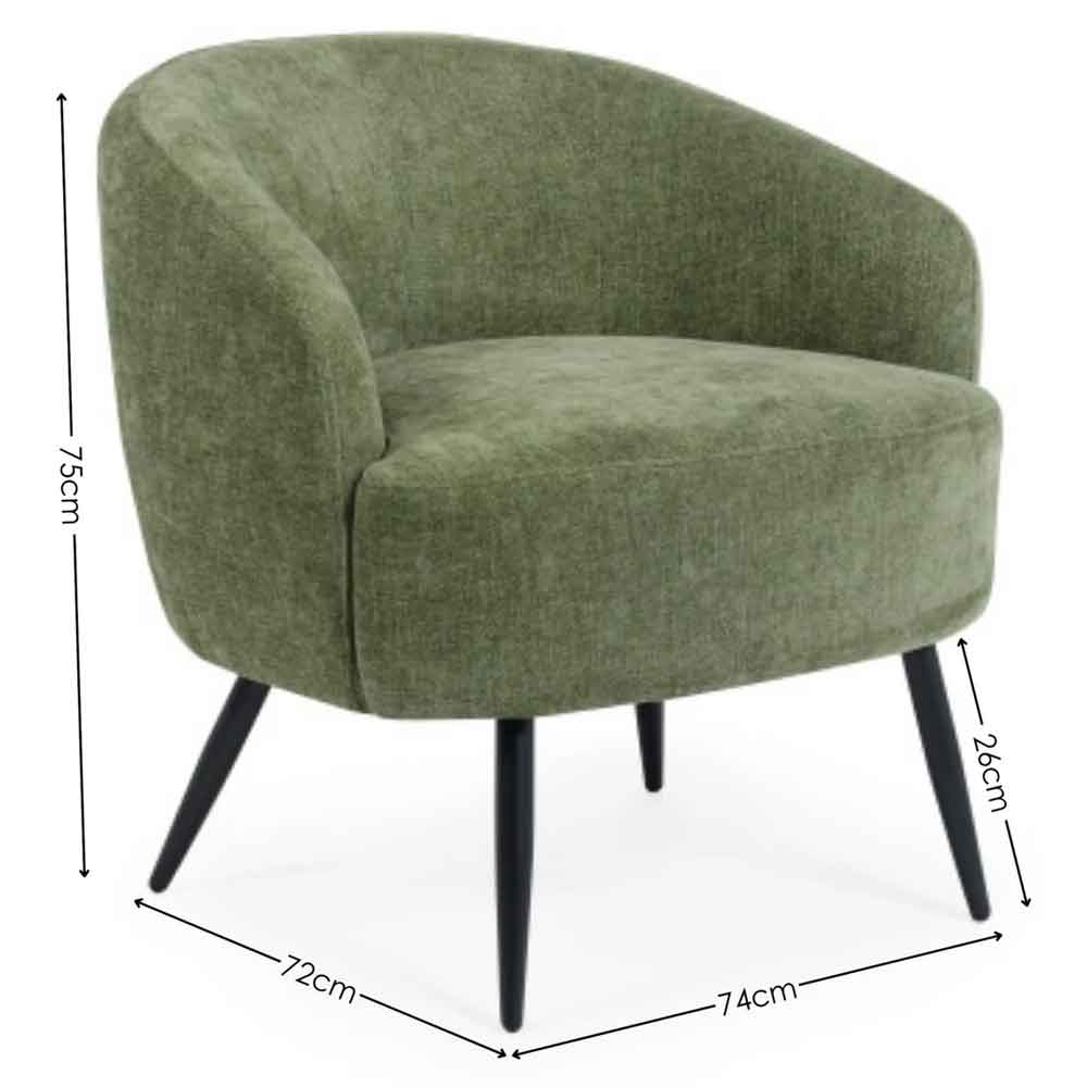 Dalrex Fabric Bedroom Chair with Black Legs in Olive Green
