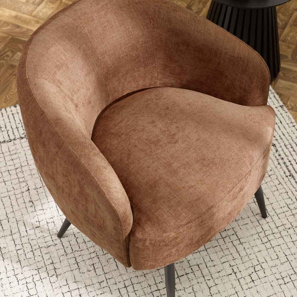 Dalrex Fabric Bedroom Chair with Black Legs in Rust