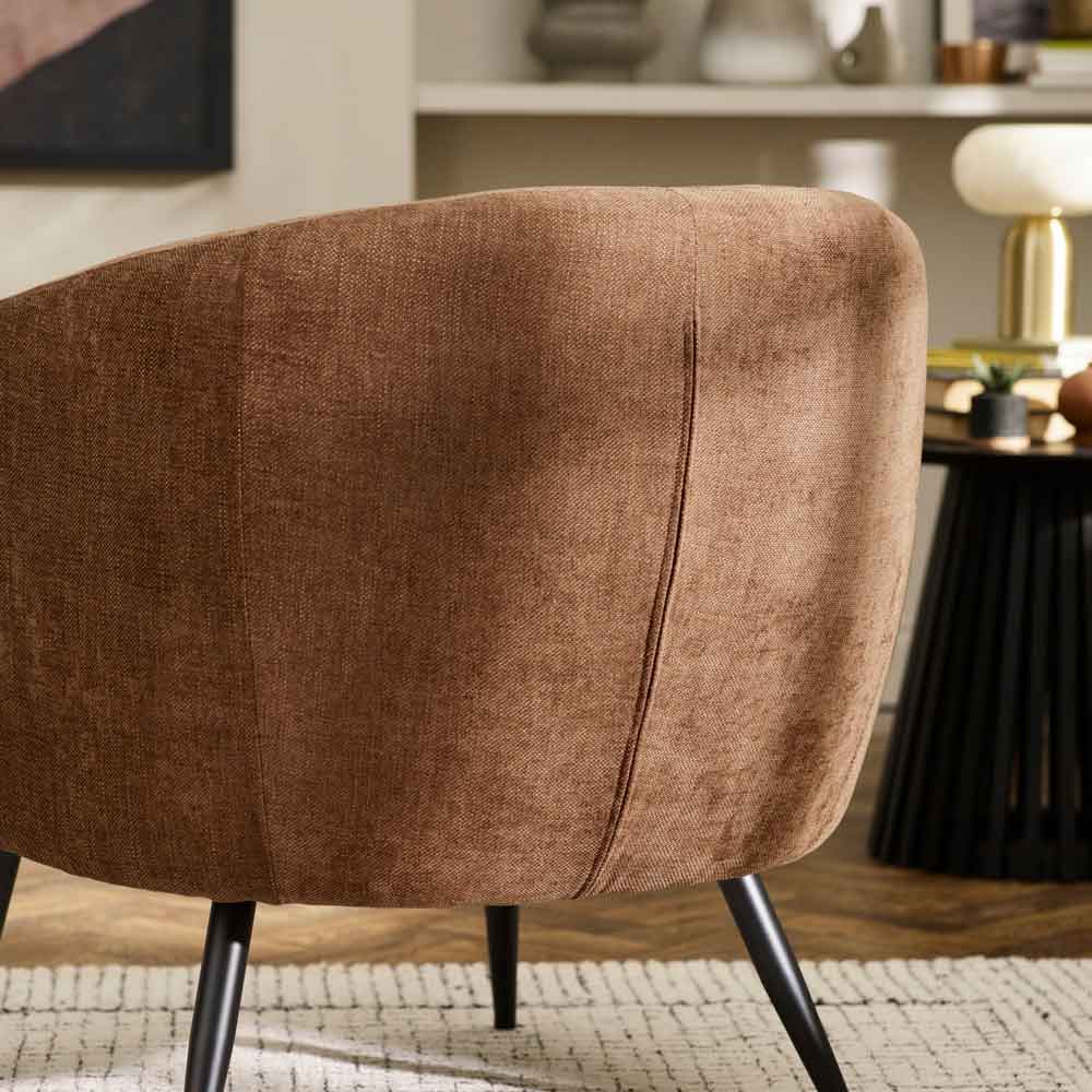 Dalrex Fabric Bedroom Chair with Black Legs in Rust