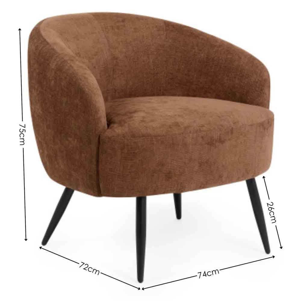 Dalrex Fabric Bedroom Chair with Black Legs in Rust