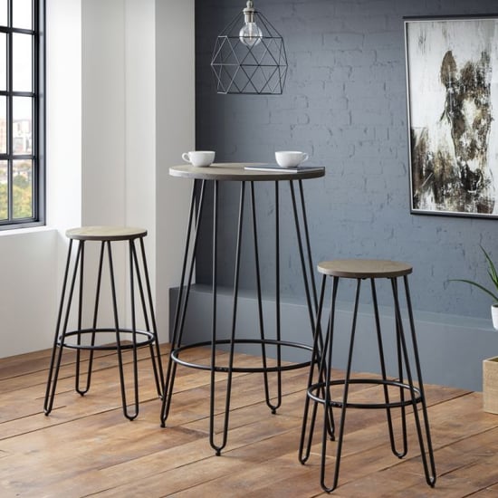 Photo of Dacia wooden round bar table in mocha elm