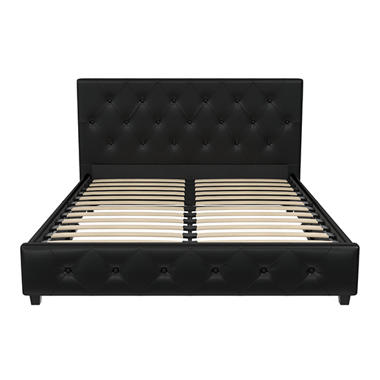 Dakotas Faux Leather Double Bed In Black