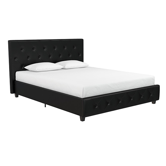 Dalya Faux Leather King Size Bed In Black_3
