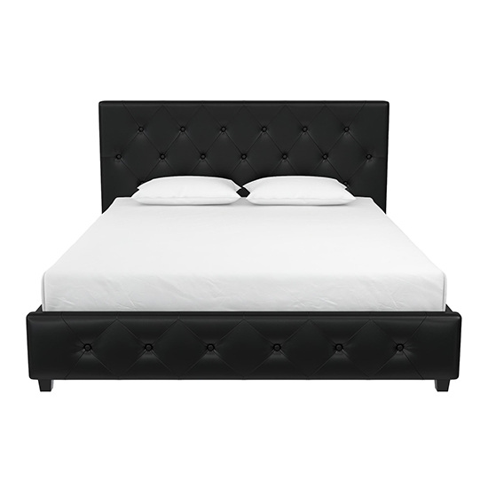 Dalya Faux Leather King Size Bed In Black_4