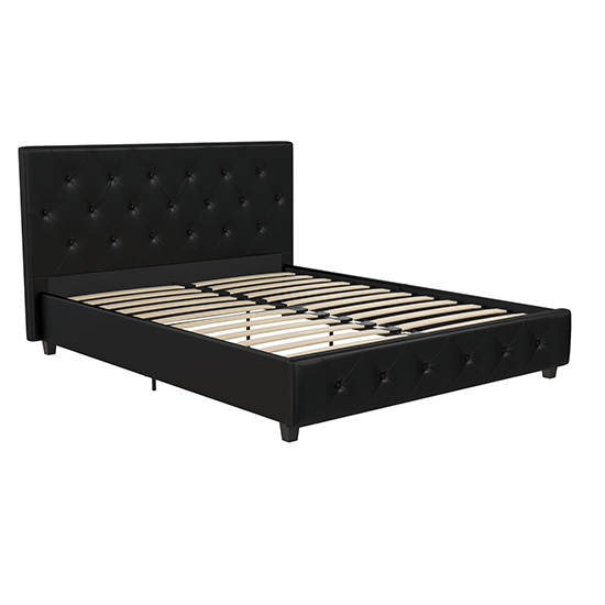 Dalya Faux Leather King Size Bed In Black_5
