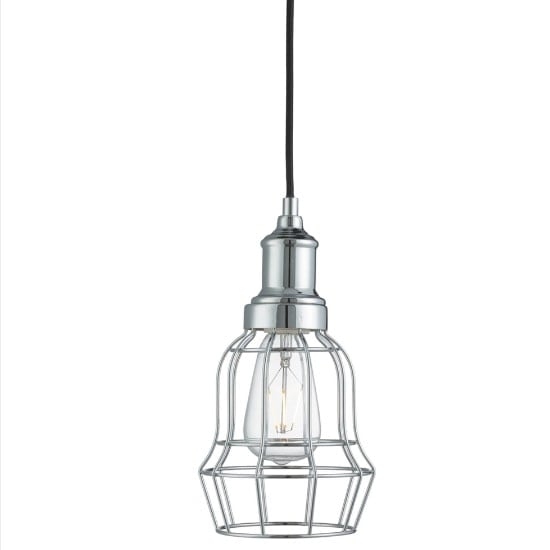 Photo of Dama modern ceiling pendant light in chrome bell cage