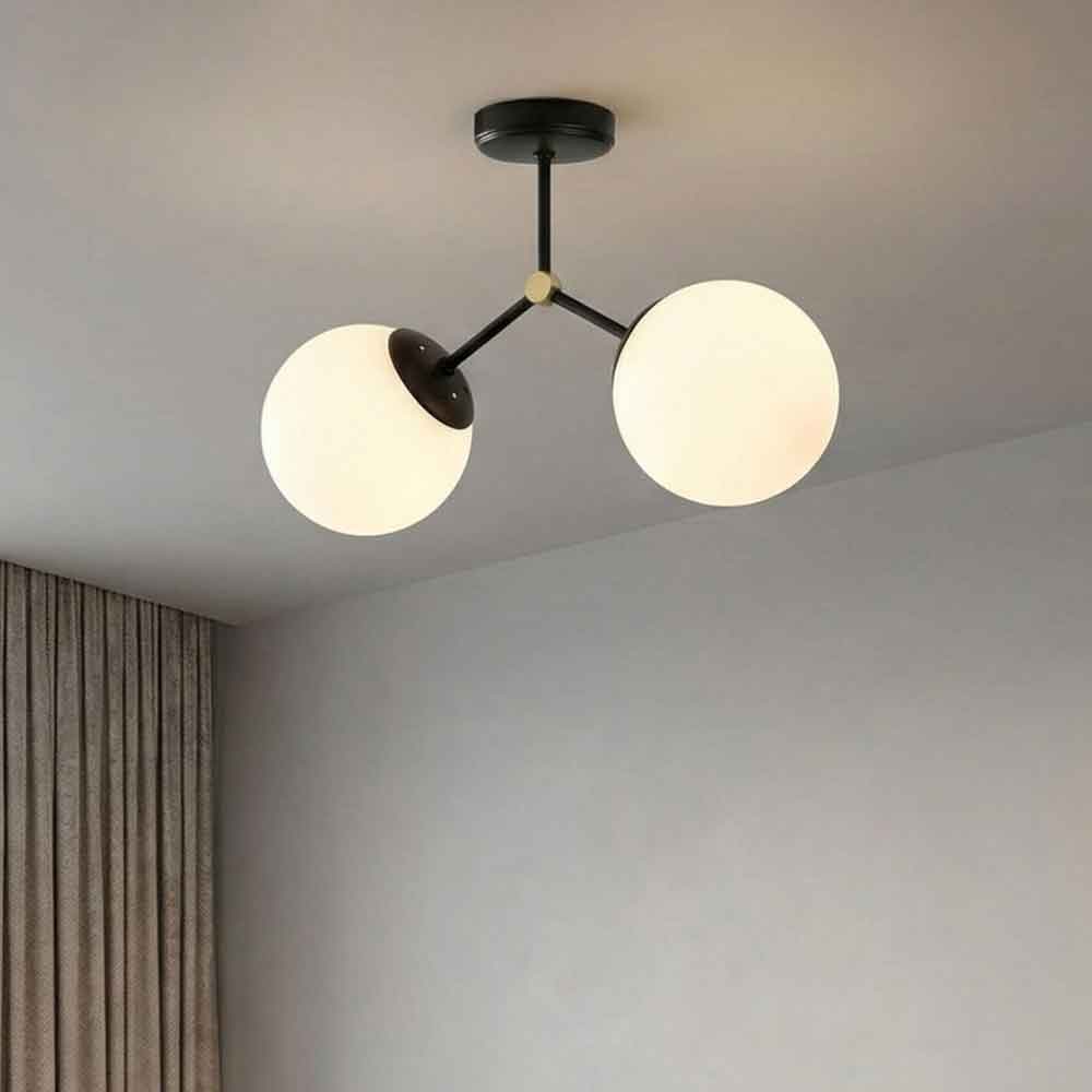Damar 2 Light Metal Ceiling Light in Black