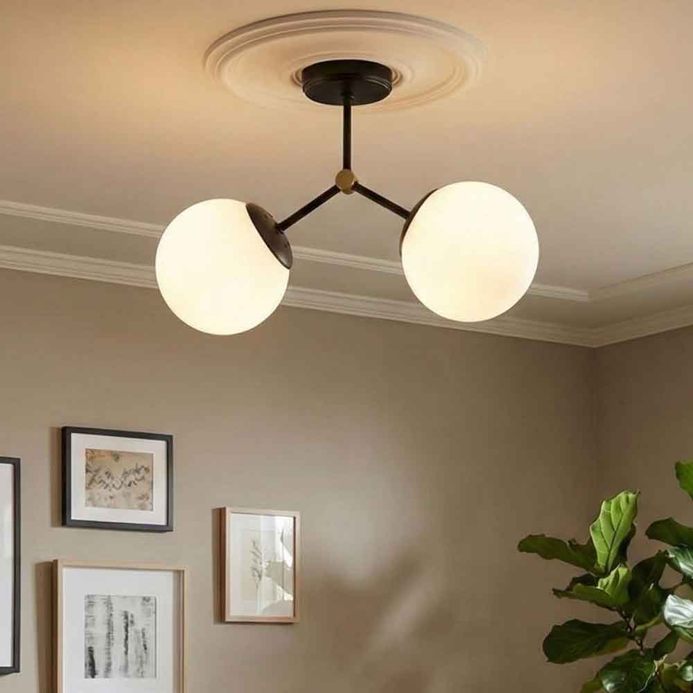Damar 2 Light Metal Ceiling Light in Black