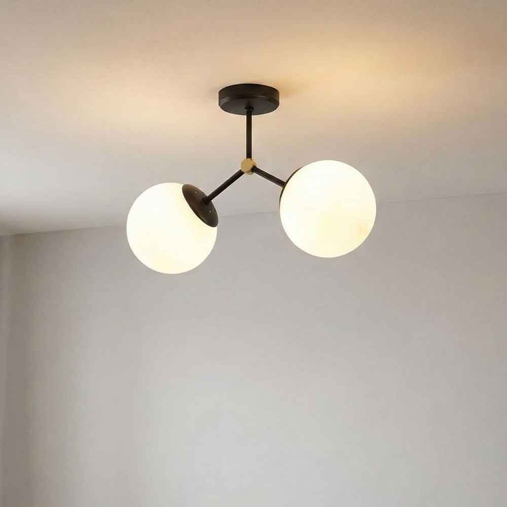 Damar 2 Light Metal Ceiling Light in Black