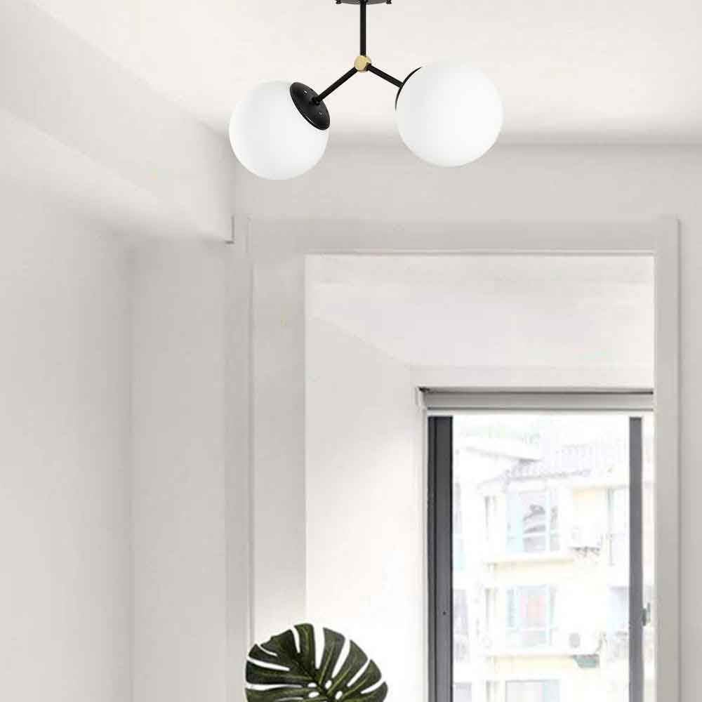 Damar 2 Light Metal Ceiling Light in Black