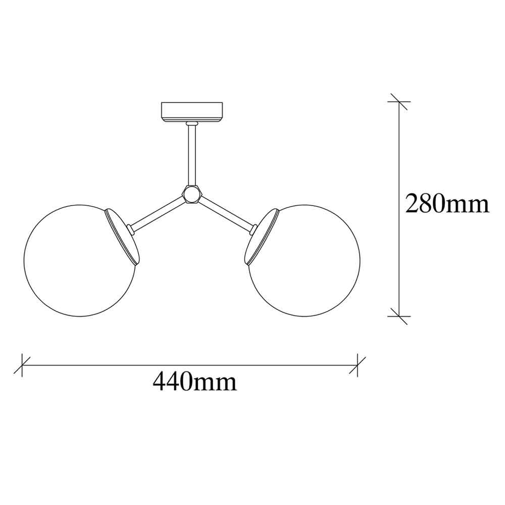 Damar 2 Light Metal Ceiling Light in Black