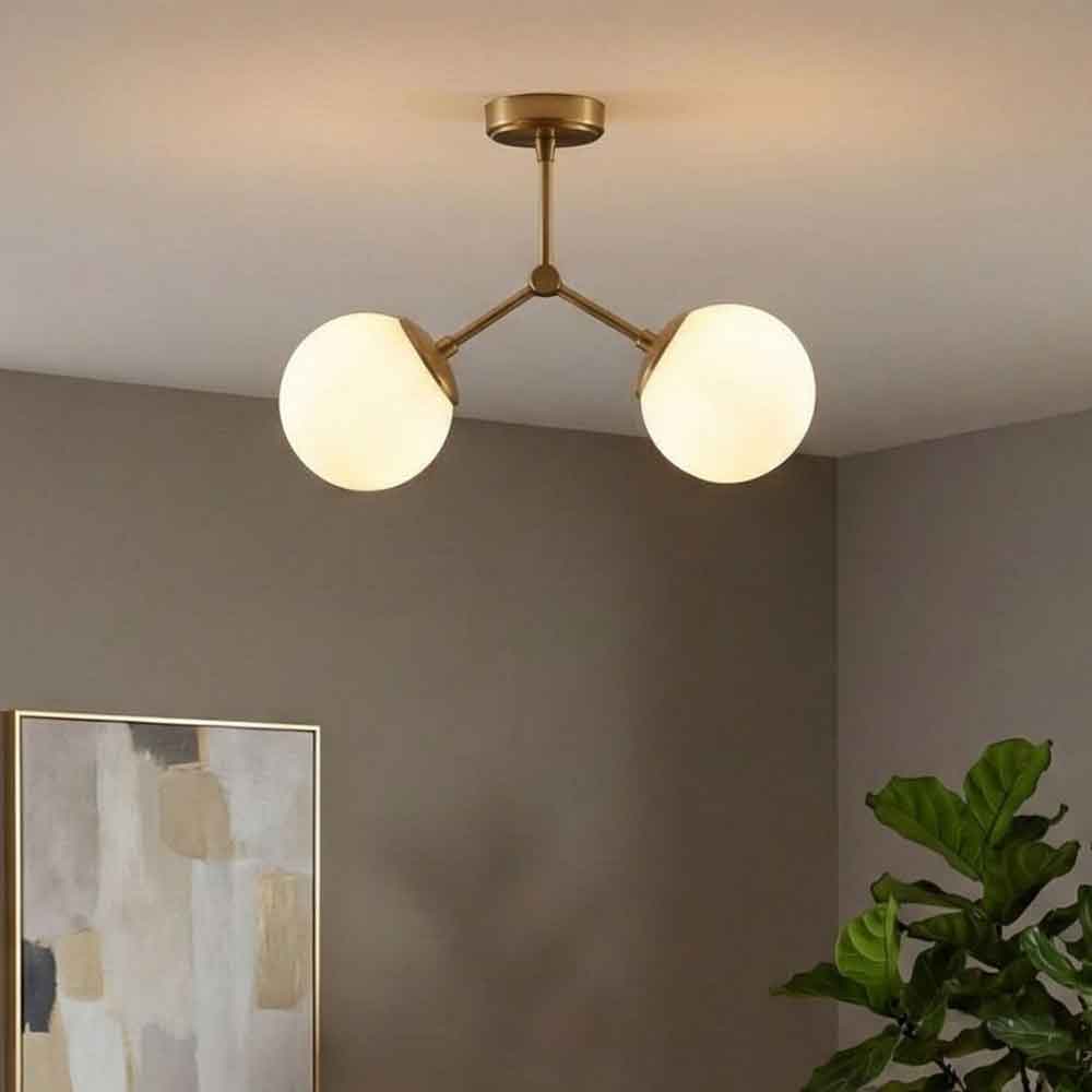 Damar 2 Light Metal Ceiling Light in Gold