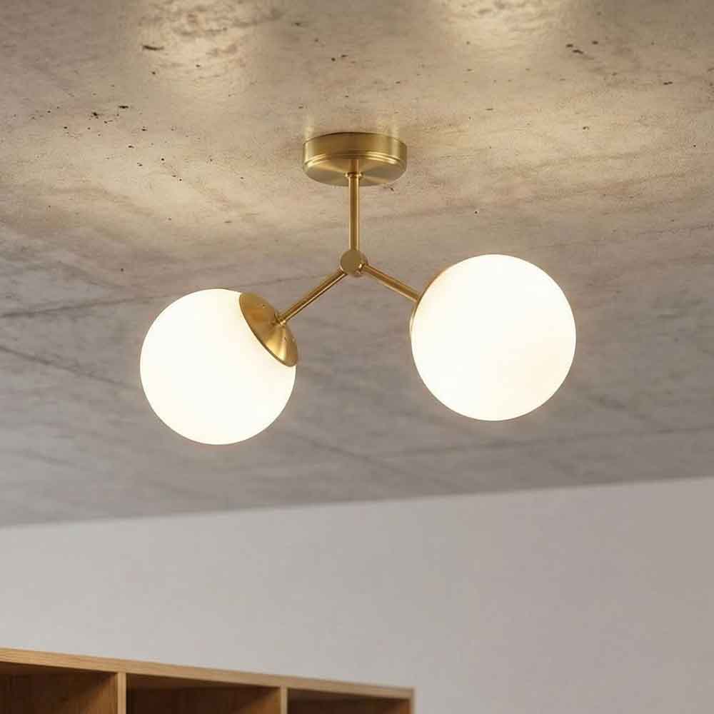 Damar 2 Light Metal Ceiling Light in Gold