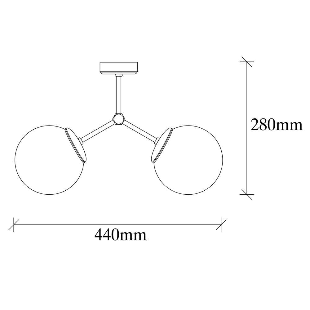 Damar 2 Light Metal Ceiling Light in Gold
