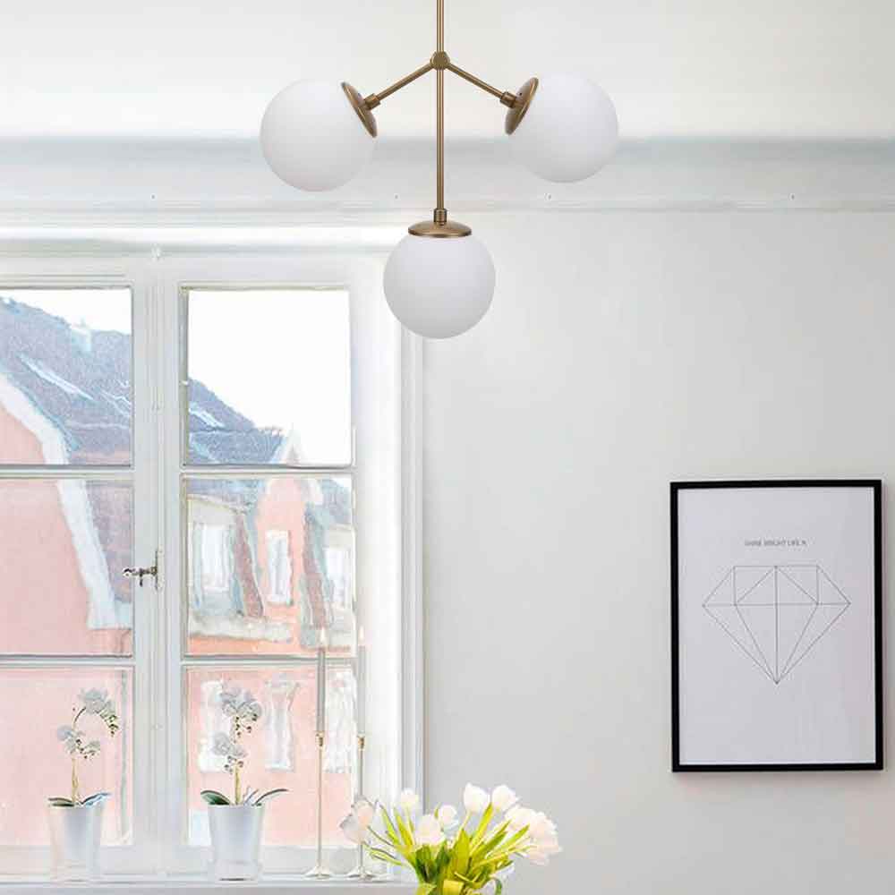 Damar Nordic Style 3 Light Metal Ceiling Light in Gold