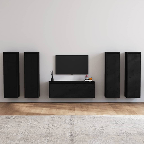 Read more about Danail solid pinewood entertainment unit in black
