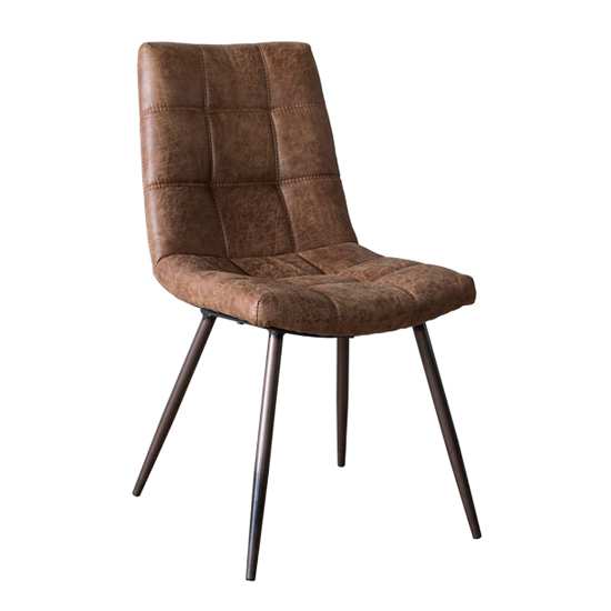 Danbury Brown Faux Leather Dining Chairs In Pair