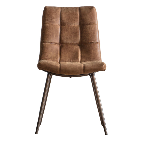 Danbury Brown Faux Leather Dining Chairs In Pair