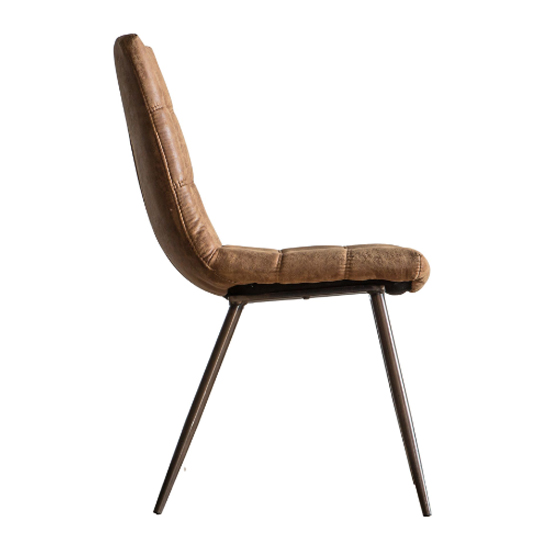 Danbury Brown Faux Leather Dining Chairs In Pair