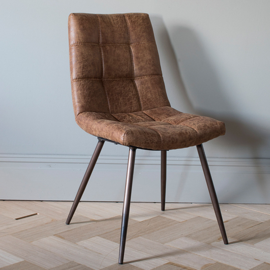Danbury Brown Faux Leather Dining Chairs In Pair