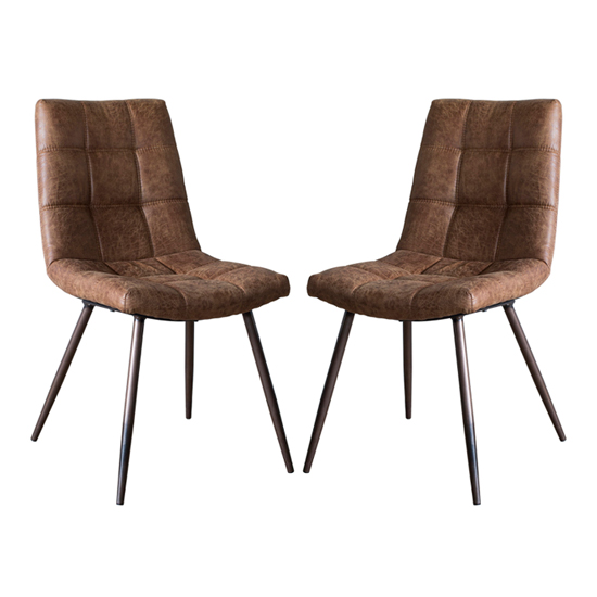 Danbury Brown Faux Leather Dining Chairs In Pair