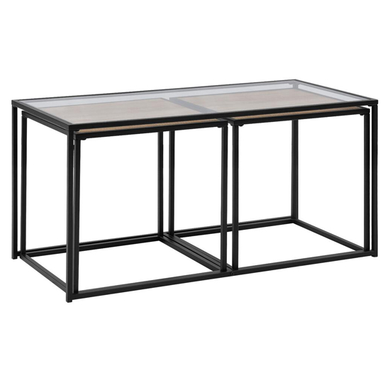 Danbury Clear Glass Nesting Coffee Tables With Black Steel Frame