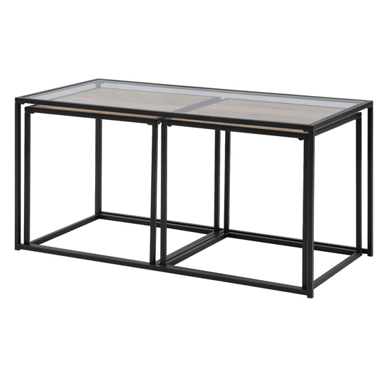 Danbury Clear Glass Nesting Coffee Tables With Black Steel Frame