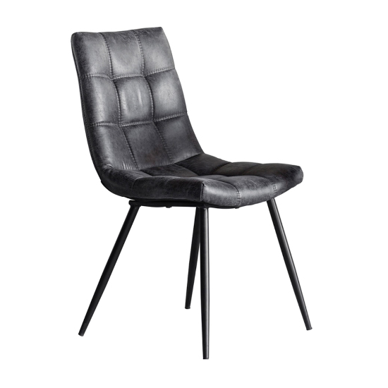 Danbury Grey Faux Leather Dining Chairs In Pair