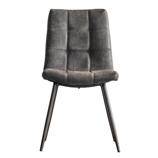 Danbury Grey Faux Leather Dining Chairs In Pair