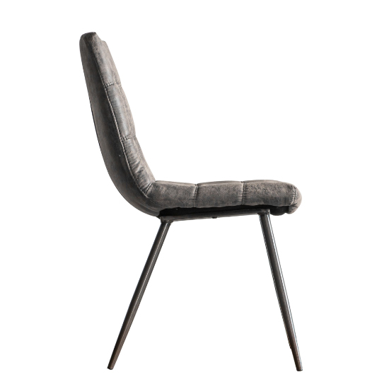 Danbury Grey Faux Leather Dining Chairs In Pair