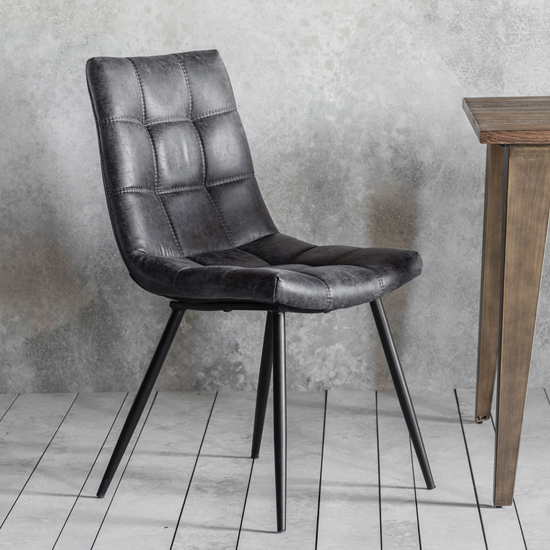 Danbury Grey Faux Leather Dining Chairs In Pair