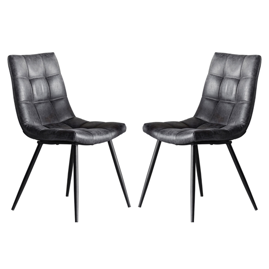 Product photograph of Danbury Grey Faux Leather Dining Chairs In Pair from Furniture in Fashion