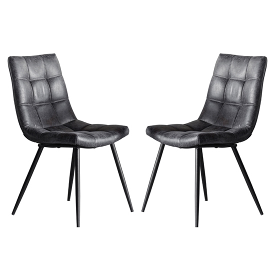 Danbury Grey Faux Leather Dining Chairs In Pair Furniture in Fashion