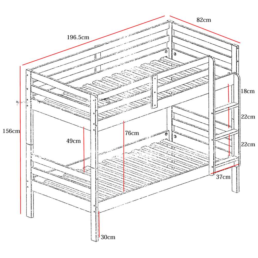 Danbury Wooden Single Bunk Bed In White