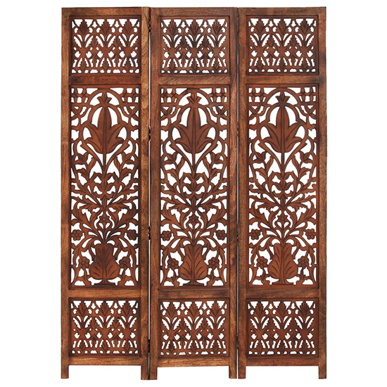 Danessa Wooden 3 Panels 120cm x 165cm Room Divider In Brown