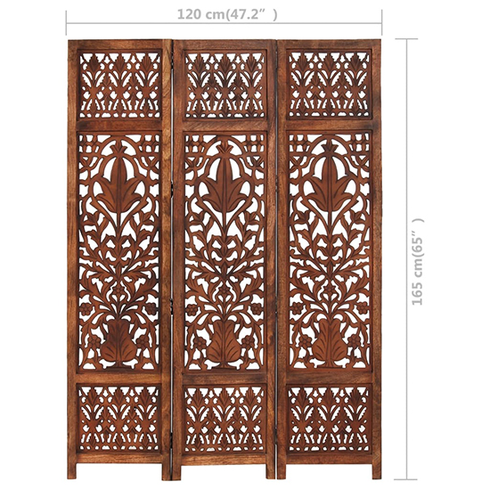 Danessa Wooden 3 Panels 120cm x 165cm Room Divider In Brown