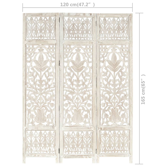 Danessa Wooden 3 Panels 120cm x 165cm Room Divider In White_6