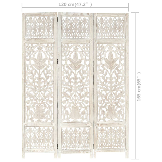 Danessa Wooden 3 Panels 120cm x 165cm Room Divider In White