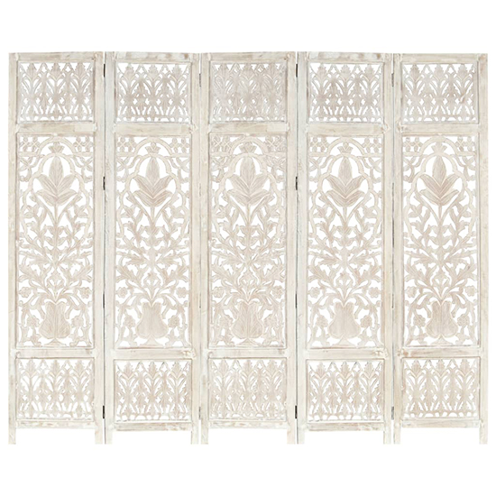 Danessa Wooden 5 Panels 200cm x 165cm Room Divider In White_2
