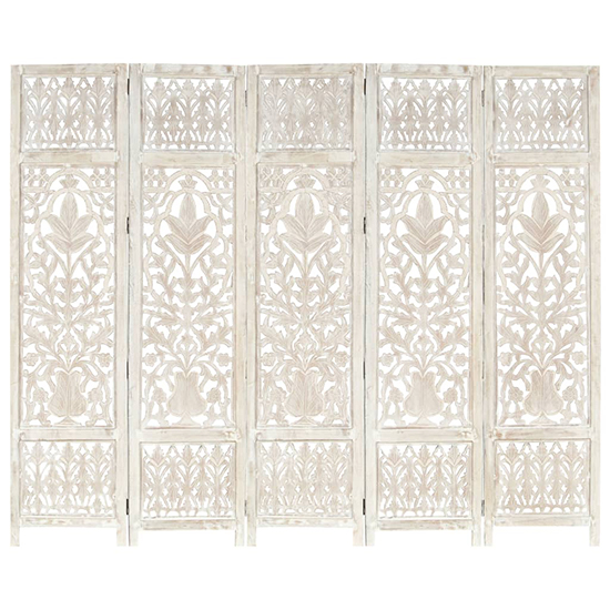 Danessa Wooden 5 Panels 200cm x 165cm Room Divider In White