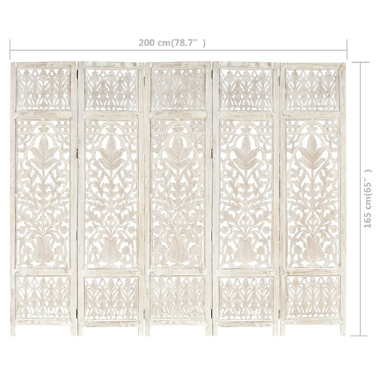 Danessa Wooden 5 Panels 200cm x 165cm Room Divider In White_6