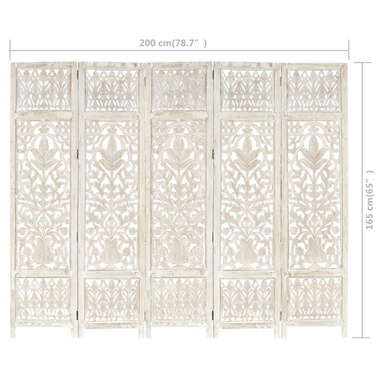 Danessa Wooden 5 Panels 200cm x 165cm Room Divider In White